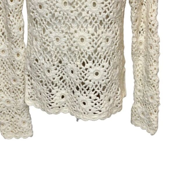 Express cream hand knit formal crochet wool blend sweater size M - Picture 5 of 16